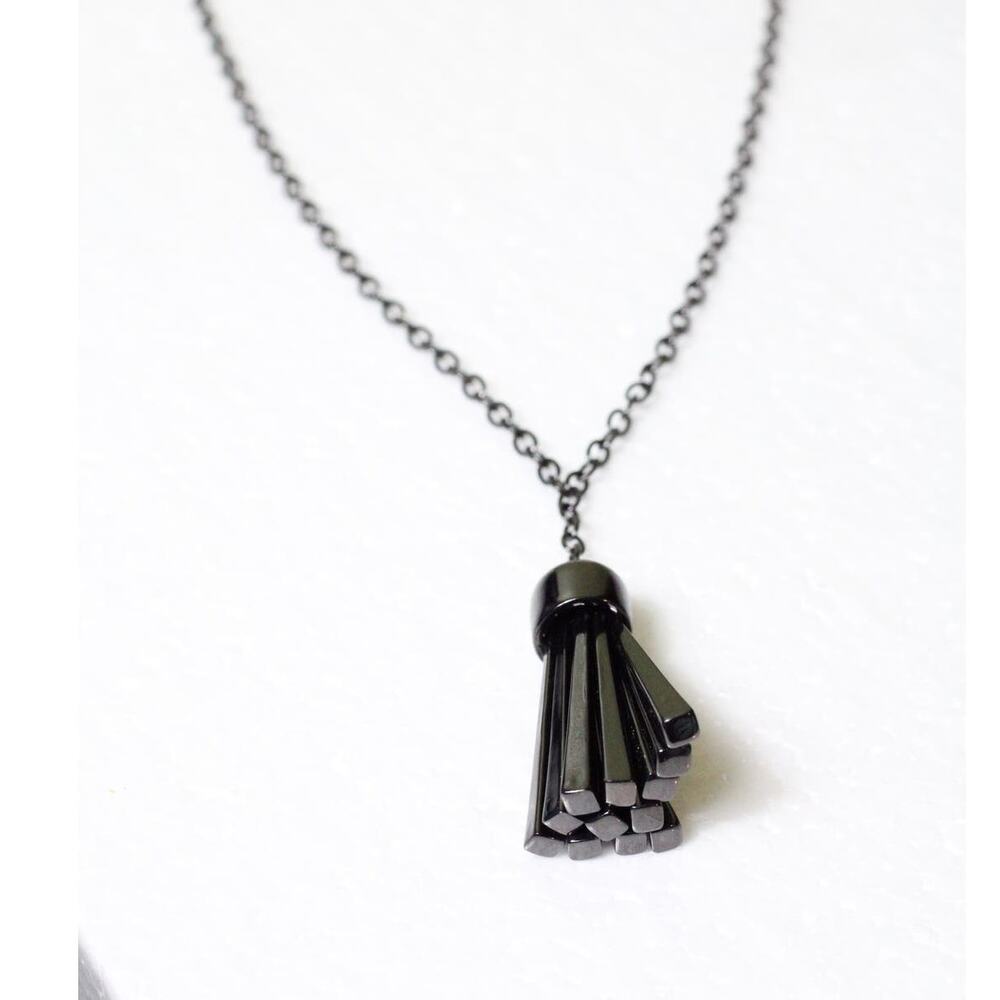 Hematite Pendant Gunmetal Steel Gray Chain Fashion Necklace ~ NEW